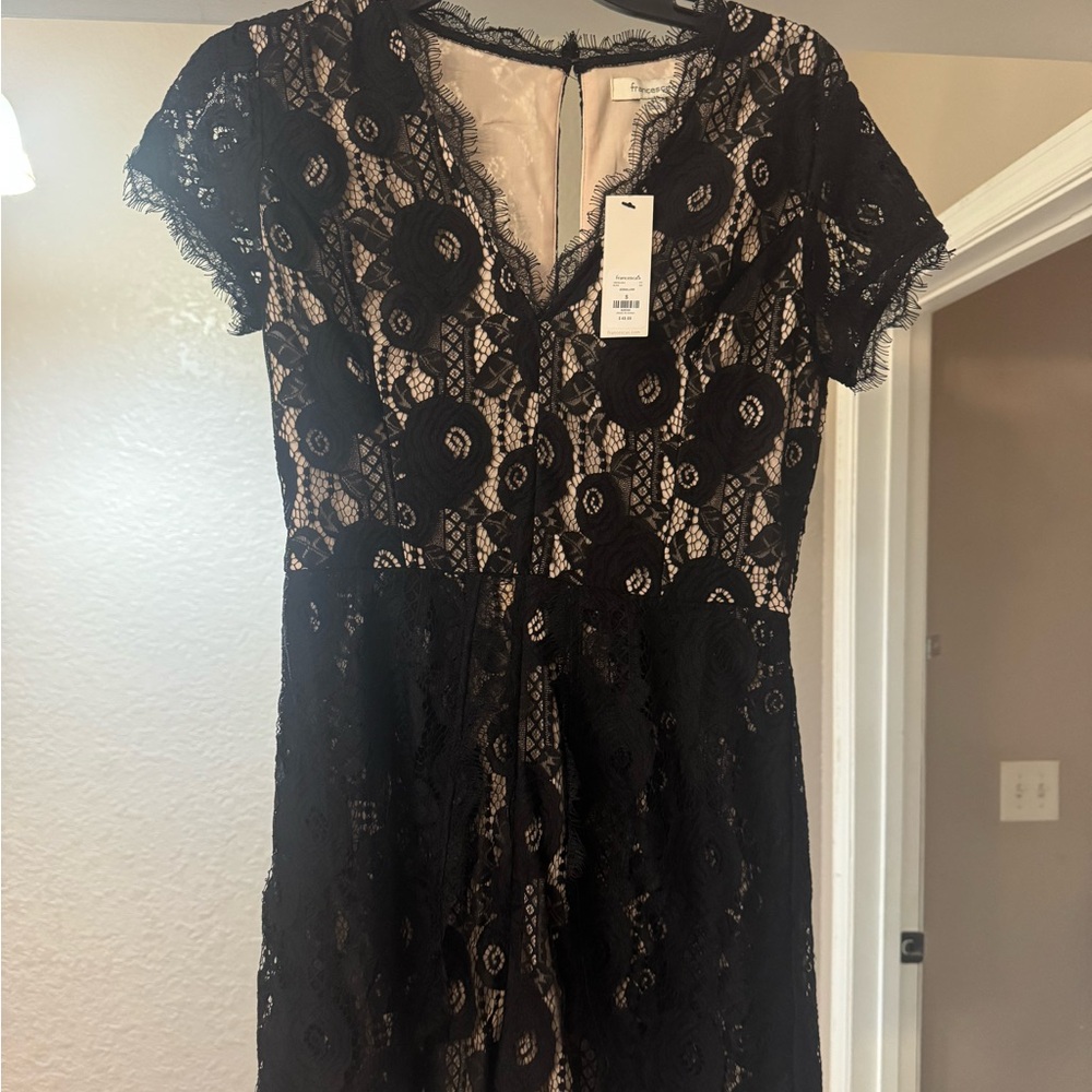 Francesca's Collections Black Lace Romper NWT